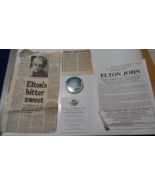 ELTON JOHN COLLECTION 1975 NEWSPAPER ARTICLES Button FLYER + PRESS RELEASES - $19.77