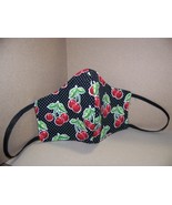 BLACK CHERRIES FACE MASK WOMEN&#39;S CHILDREN&#39;S ROCKABILLY - $11.68