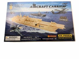 3D Puzzle Wood Craft Construction Kit Aircraft Carrier 22”L x 6.5”W x 8”H - $19.32