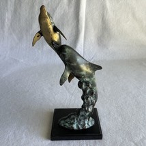 San Pacific International Int&#39;l SPI Brass Dolphins Duo Sculpture Figurine 13&quot; - £65.01 GBP