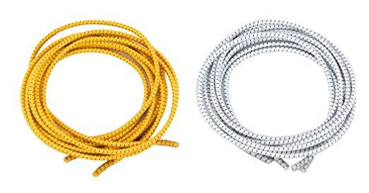 Elastic No Tie Shoelaces for Adults and Children (2-Pack) Yellow and White