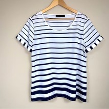 Limited Nautical Blouse Womens XL Navy Blue White Stripe Flowy Shirt Elegant Top - £23.39 GBP