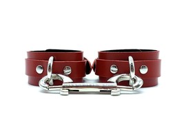 BDSM Red Leather Handcuffs with Silver Hardware from our Mona Collection... - £62.93 GBP