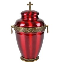 Modern Adult Cremation Urn for Ashes Metal Funeral urn Memorial Red/Black/Silver - £111.95 GBP