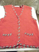 WOMENS PORTRAIT BY NORTHER ISLES RED VEST WITH BLACK WHITE PLAID TRIM - $15.29
