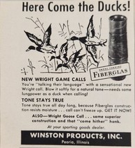 1956 Print Ad Wright Game Calls for Ducks Winston Products Peoria,Illinois - £6.46 GBP