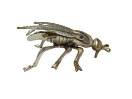 Vintage Fly Insect Ashtray Silver Tone Wings Flip Up Large   - £23.43 GBP