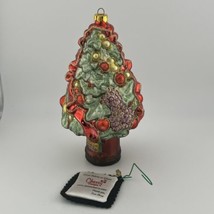 Susan Cherry 6.5&quot; Glass Christmas Tree Ornament Glitter With Fruit Inscribed - £27.62 GBP
