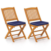 Outdoor Folding Chairs with Seat Cushions Set of 2-Navy - Color: Navy - $2,613.11 MXN