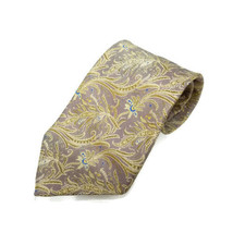 Robert Talbott Best of Class 100% Silk Floral Lavender/Gold Men&#39;s Tie USA 58&quot;L - £18.95 GBP