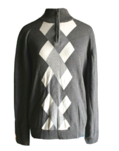 Alfani Men&#39;s Gray/White Argyle Print 1/4 Zip Sweater ~M~ - £11.19 GBP