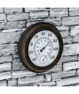 Wall Thermometer Decorative Indoor/Outdoor Temperature Hygrometer Humidity - £30.93 GBP