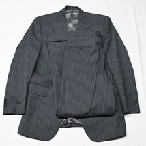 Sean John 40R 34x30 Gray Stripe 100% Wool Peak Lapel Mens Coat Jacket Pants Suit - £65.03 GBP