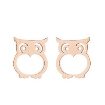 Mini Owl Earrings Stainless Steel Rose Gold Colored Kids Women Unisex Studs - £7.08 GBP