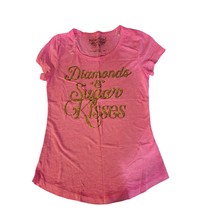 NWT Rocker Girl large Small 3/5 Pink/Gold Graphic Short sleeve Shirt Dia... - $8.00