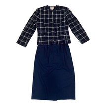 Pendleton 100% Virgin Wool Navy/Silver Blazer &amp; Skirt, Size 6 Petite - £31.35 GBP