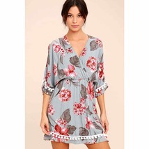 Lulus Pom Reader Blue Grey Floral Print Dress - $38.68