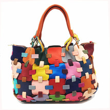 Women&#39;s Bag Hand-Matched Square Handbag Crossbody Bag Colored Leather Ba... - $85.00