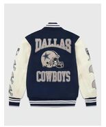 dallas cowboys men's varsity leather jacket coat snap button outwear bom... - $280.00