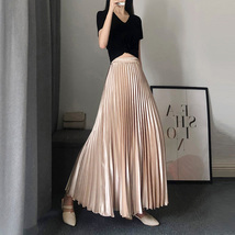 Black Pleated Long Skirt Outfit Womens Plus Size A-line Pleated Black Maxi Skirt image 4