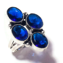 Tanzania Tanzanite Oval Gemstone 925 Silver Overlay Handmade Statement Ring US-8 - £9.53 GBP