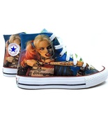 Harley Quinn Joker Fan Art Custom Converse All Star Sneakers Chuck Taylors  - £78.21 GBP+