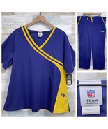 Baltimore Ravens NFL Team Scrub Set Purple Yellow Womens XL Top Large Pants - $54.44