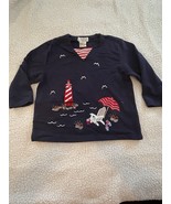 MANDAL BAY applique EMBROIDERED 3/4 SLEEVE TOP lighthouse sailboat MEDIUM - $19.18 CAD
