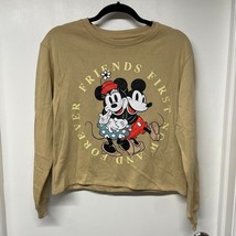 Disney Juniors Mickey &amp; Minnie Pullover Crew Neck Sweatshirt Size Large Taupe - £17.88 GBP