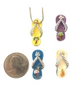 Flip-flop Rhinestone Pendant Slide Metal Enamel Purple Yellow Blue Ivory - $17.78 CAD