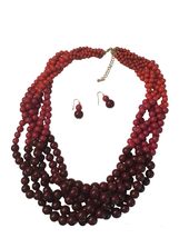 HW Collection Chunky Ombre Colored Layered Twisted Beads Necklace and Earrings,  - £11.55 GBP