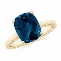 Authenticity Guarantee 
Angara Natural 10x8mm London Blue Topaz Ring in 14K Y... - £528.78 GBP