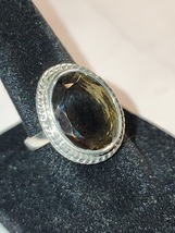 Natural Smokey Quartz Ring,  size 6.50, Sterling Silver (#R100-5) - £48.58 GBP