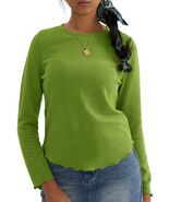 CHERFLY Women&#39;s Slim Fit Long Sleeve Tunic Top Salted Lime Green Size M - $390.21 MXN