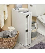 Slim Wood Bathroom Sideboard, 24-Inch, White Storage cabinet Toilet Paper - £44.81 GBP