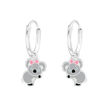 Hanging Koala 925 Silver Hoop Earrings - £13.42 GBP