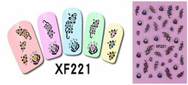 Nail Art 3D Decal Stickers beautiful flowers with colorful rhinestones XF221 - £2.70 GBP