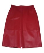 VTG Clio Red Thick Leather Zipper Back Below Knee Lined Skirt Wm&#39;s 8 NWO... - $86.15 CAD