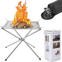 22 Inch Portable Outdoor Fire Pit With Carrying Bag,Foldable Stainless S... - $32.93