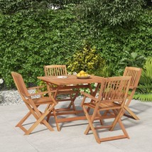 Outdoor Wooden Garden 5 Piece Folding Dining Set With Table 4 Chairs Sol... - £300.74 GBP