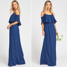 Show Me Your Mumu S Maxi Dress Caitlin Ruffle Navy Blue NWOT Small  - £63.89 GBP