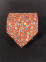 Salvatore Ferragamo Red Tie With Colorful Geometric Abstract Design 100% Silk - $117.55