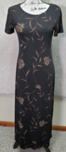 AGB Byer California Maxi Dress Women Size 6 Black Floral Short Sleeve Round Neck - £22.08 GBP
