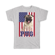PUG USA : Gift T-Shirt Flag American Dog Lover Pet United States Cute - £14.46 GBP