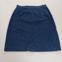 Talbots Petites Women's Blue Cotton Front Zipper Denim Skirt Pockets Size 8 image 2