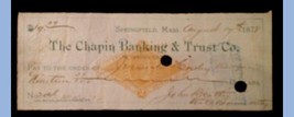 1878 Antique Ch API N Banking &amp; Trust Co. Springfield Ma Bank Check Hurley,Beatti - £14.99 GBP