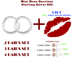 Pretty Hoop Earrings Sterling Silver 925 8mm 10mm 12mm + Free Gift: Kiss Mark - £5.40 GBP+