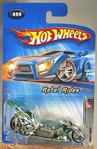 2005 Hot Wheels #80 Rebel Rides 5/5 FRIGHT BIKE Trans Green w/Black Mc3 Spokes - £5.74 GBP