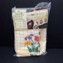 VTG Floral Plaid TERRY Cloth Fabric Cotton Tablecloth Table Cloth 54x70 80s USA - £16.36 GBP