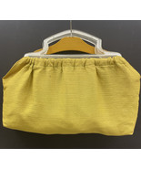 Vintage 1940s Yellow Knitting Sewing Bag with Plastic Handles and Inner ... - $29.88 CAD